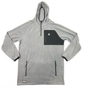 Freedom Industries Grid Fleece Hoodie Pullover Grey Black XL Outdoor Performance